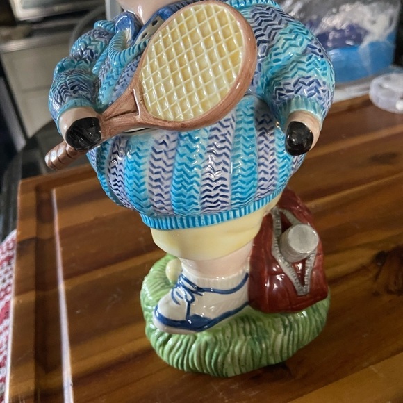 Fits & Floyd vintage pig playing tennis cookie candy jar - Picture 7 of 7